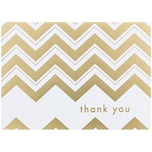 JAM Paper® Thank You Cards Set, Gold Chevron Stripe, 10/pack (D41114TYGLMB)