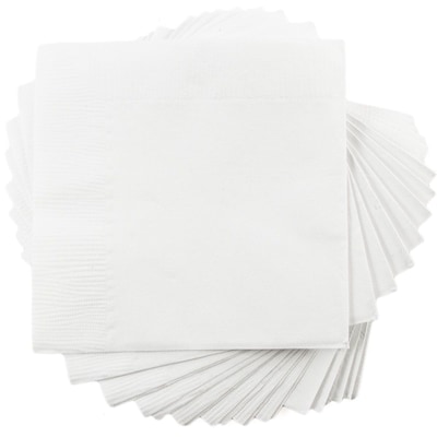 JAM Paper Small Beverage Napkins, 2-Ply, White, 600/Box (5255620731b)
