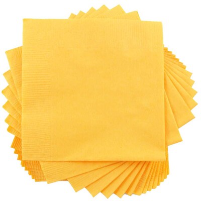 JAM Paper Beverage Napkin, 2-ply, Yellow, 600 Napkins/Pack (255621944B)