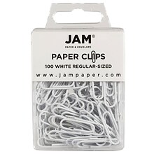JAM Paper Colored Office Desk Supplies Bundle, White, Paper Clips & Binder Clips, 1 Pack of Each, 2/