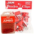 JAM Paper Colored Office Desk Supplies Bundle, Red, Jumbo Paper Clips & Medium Binder Clips, 1EA/PK