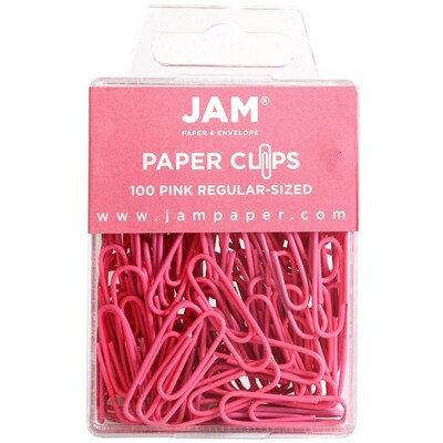 JAM Paper Colored Office Desk Supplies Bundle, Pink, Paper Clips & Binder Clips, 1 Pack of Each, 2/p