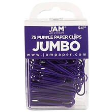 JAM Paper Colored Office Desk Supplies Bundle, Purple, Jumbo Paper Clips & Medium Binder Clips, 1 Pa