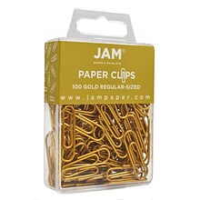 JAM Paper Small Paper Clips, Gold, 100/pack (21832058)