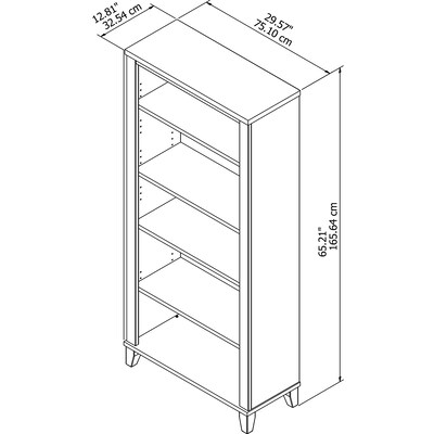 Bush Furniture Somerset 65.21" 5-Shelf Bookcase with Adjustable Shelves, Mocha Cherry Laminate (WC81865)