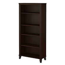 Bush Furniture Somerset 65.21 5-Shelf Bookcase with Adjustable Shelves, Mocha Cherry Laminate (WC81