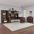Bush Furniture Somerset 72W L Shaped Desk with Hutch, Lateral File Cabinet and Bookcase, Mocha Cher