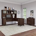 Bush Furniture Somerset 72W L Shaped Desk with Hutch and Lateral File Cabinet, Mocha Cherry (SET009