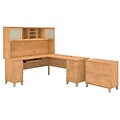 Bush Furniture Somerset 72W L Shaped Desk with Hutch and Lateral File Cabinet, Maple Cross (SET009M
