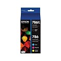 Epson T786XL/T786 Black High Yield and Cyan/Magenta/Yellow Standard Yield Ink Cartridge, 4/Pack (T78