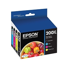 Epson T200XL Black/Cyan/Magenta/Yellow High Yield Ink Cartridge, 4/Pack (T200XL_XCS)