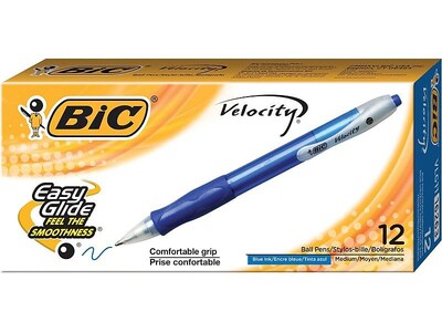 BIC Velocity Retractable Ballpoint Pens, Medium Point, Blue Ink, Dozen (16263/VLG11BL)