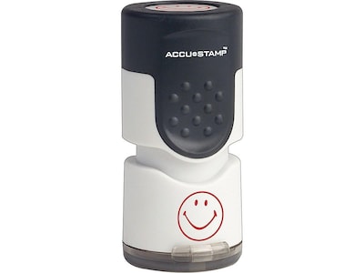Accu-Stamp Pre-Inked Stamp, Smiley Face, Red Ink (030725)