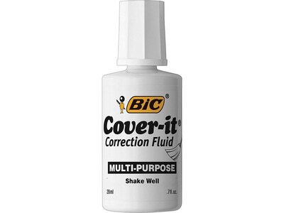 BIC Cover-it Correction Fluid, White (50367/WOC12-WHI)