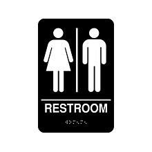 Cosco® Restroom Indoor Door Sign, 5.5L x 8.8H, Black/White (098096)