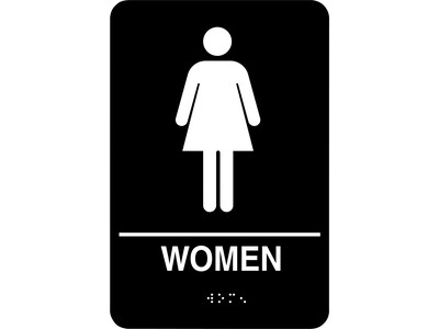 Cosco® Women and Men Indoor Door Signs, 5.9L x 9H, Black/White, 2/Set (098095)