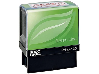 2000 Plus Green Line Pre-Inked Stamp, FAXED, Red Ink (098369)