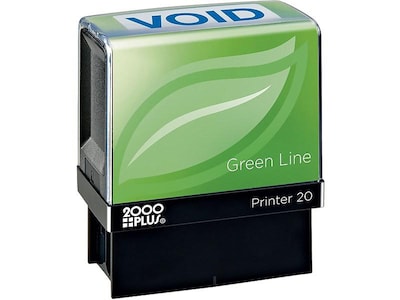 2000 Plus Green Line Pre-Inked Stamp, VOID, Blue Ink (098373)