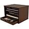 Victor® Wood desktop organizer  has 5 compartments with sliding doors for convenient storage.