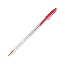 BIC Cristal Ballpoint Pens, Medium Point, Red Ink, Dozen (10128/MS11RD)