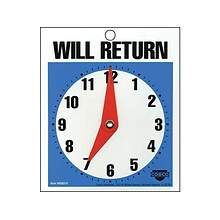 Cosco® Open/Come In/Will Return with Clock Indoor/Outdoor Door Sign, 5.25L x 6H, Multi Colors (098