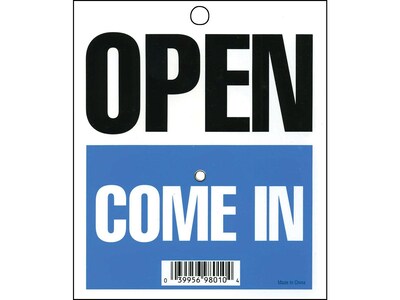 Cosco® Open/Come In/Will Return with Clock Indoor/Outdoor Door Sign, 5.25"L x 6"H, Multi Colors (098010)