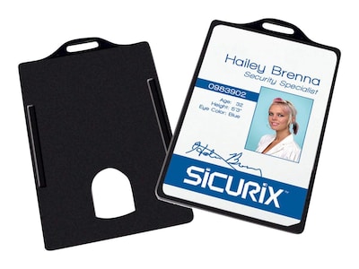SICURIX ID Badge Holders, Black, 25/Box (68320)