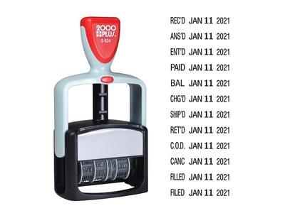2000 Plus Dater, Message/Date Ink Stamp, Self-Inking, Black Ink (011029)