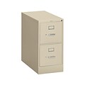 HON S380 2-Drawer Vertical File Cabinet, Locking, Letter, Putty, 26.5D (HS382PL)