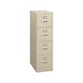 HON S380 4-Drawer Vertical File Cabinet, Locking, Letter, Putty, 26.5D (HS384PL)