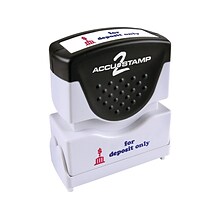 Accu-Stamp 2 Pre-Inked Stamp, For Deposit Only, Blue and Red Inks (035523)