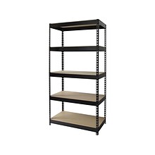 Iron Horse 3800 Rivet 5-Shelf Steel/Particle Board Unit, 36W, Black (17127)