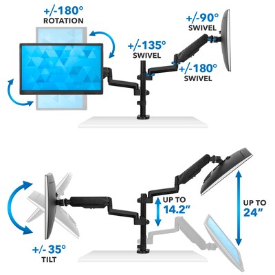 Mount-It! Dual Monitor Arm Desk Mount for 19" to 32" Monitors, Black (MI-4762)