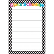 Ashley Productions Smart Poly™ Chart, 13 x 19, B&W Polka Dots Class Schedule, w/Grommet, Pack of 1