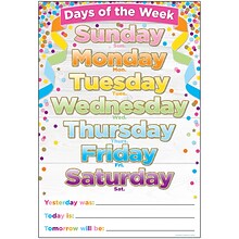 Ashley Productions Smart Poly™ Chart, 13 x 19, Confetti Days of the Week, Pack of 10 (ASH91038BN)