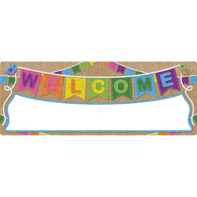 Ashley Productions Smart Poly™ Welcome Banner, 9 x 24, Burlap Stitched, Pack of 10 (ASH91903BN)