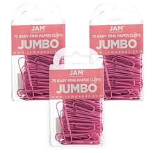 JAM Paper Jumbo  Paper Clips, Pink, 3/Pack (42186873B)