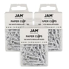 JAM Paper Small Paper Clips, White,3 Packs of 100 (2183755B)