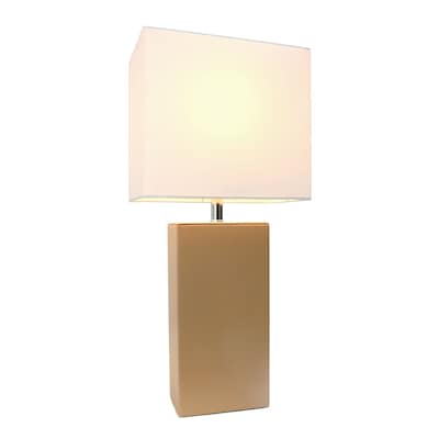 Elegant Designs Incandescent Leather Table Lamp, Beige (LT1025-BGE)
