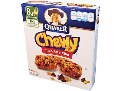 Quaker Chewy Chocolate Chip Granola Bar, 0.84 oz., 8 Bars/Box (QUA31182)