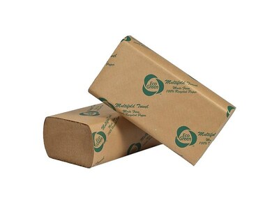 Eco Green Recycled Multifold Paper Towels, 1-ply, 250 Sheets/Pack, 16 Packs/Carton (APVEK416)