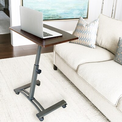AIRLIFT Mobile Laptop Computer Desk Cart Height-Adjustable from 20.5" to 33", Slim, Walnut