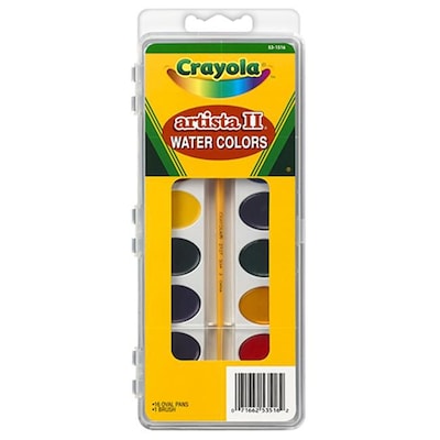 Crayola Artista II Watercolor Set 16 Colors, Pan Oval (BIN531516)