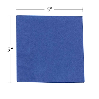 JAM Paper Beverage Napkin, 2-ply, Blue, 50 Napkins/Pack (5255620717)