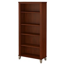 Bush Furniture Somerset 65.21 5-Shelf Bookcase with Adjustable Shelves, Hansen Cherry Laminate (WC8