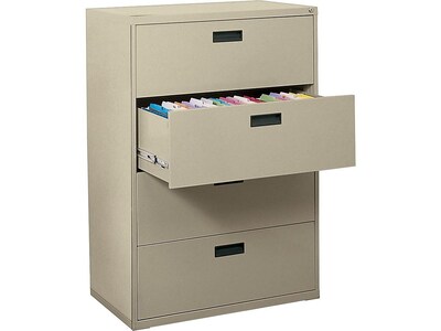 MBI 4-Drawer Lateral File Cabinet, Locking, Letter/Legal, Putty, 36 (M304LPU)