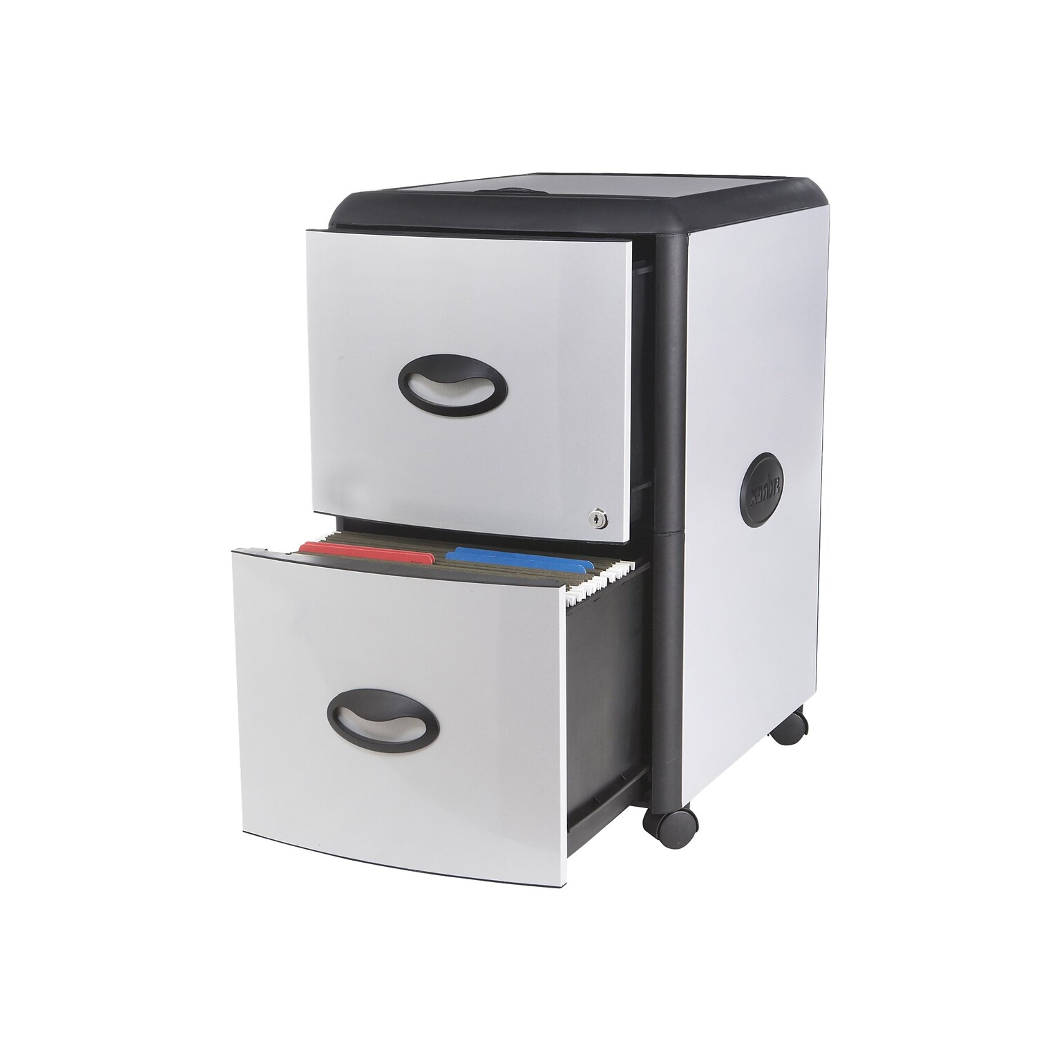 Storex Deluxe 2-Drawer Mobile Vertical File Cabinet, Letter Size, Lockable, 23H x 15W x 19D, Metal (61352U01C)