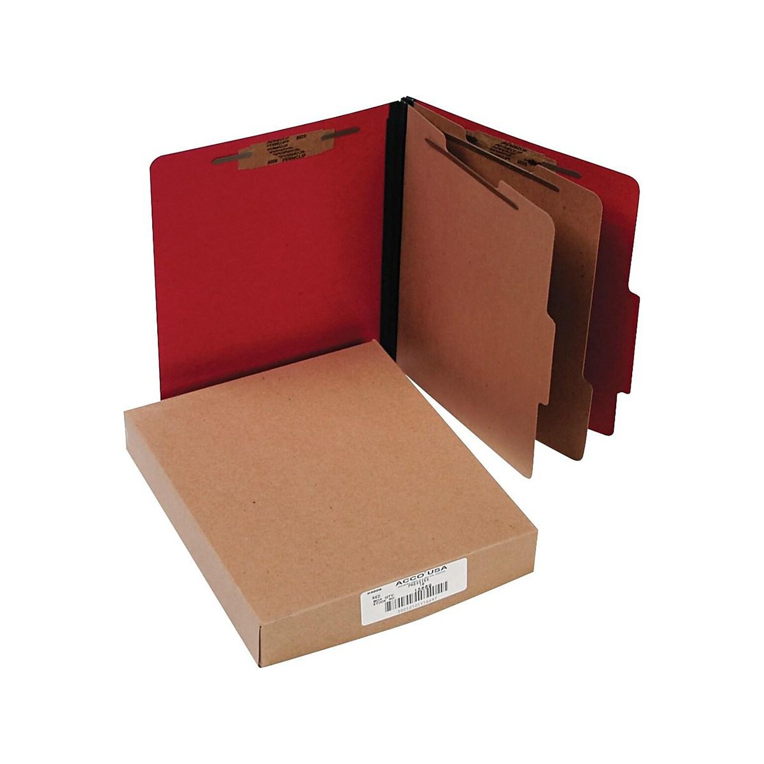 ACCO ColorLife Moisture Resistant Presstex Top Classification Folders, 2 Dividers, 3 Expansion, Letter Size, Red, 10/Pack