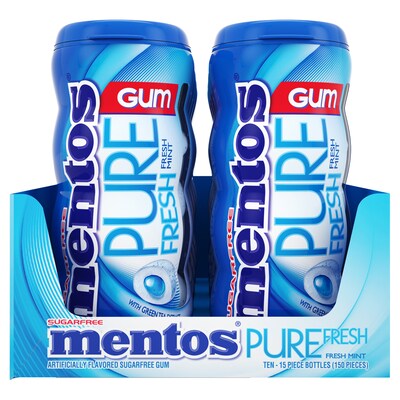 Mentos Pure Fresh Sugar Free Gum, Mint, 10/Box (VAM1463620)