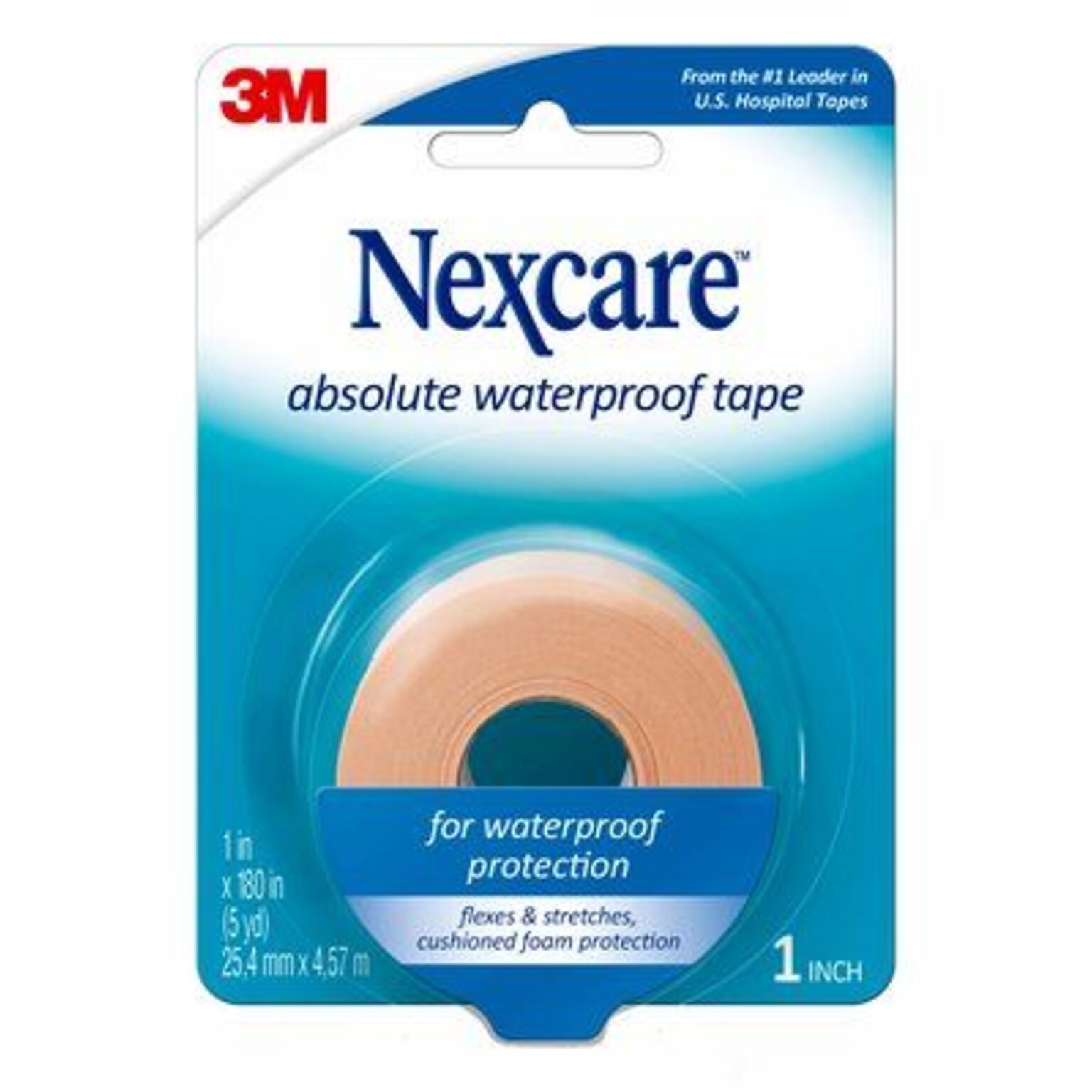Nexcare Absolute Waterproof & Flexible First Aid Tape, 1 x 5 yds., Tan (731)